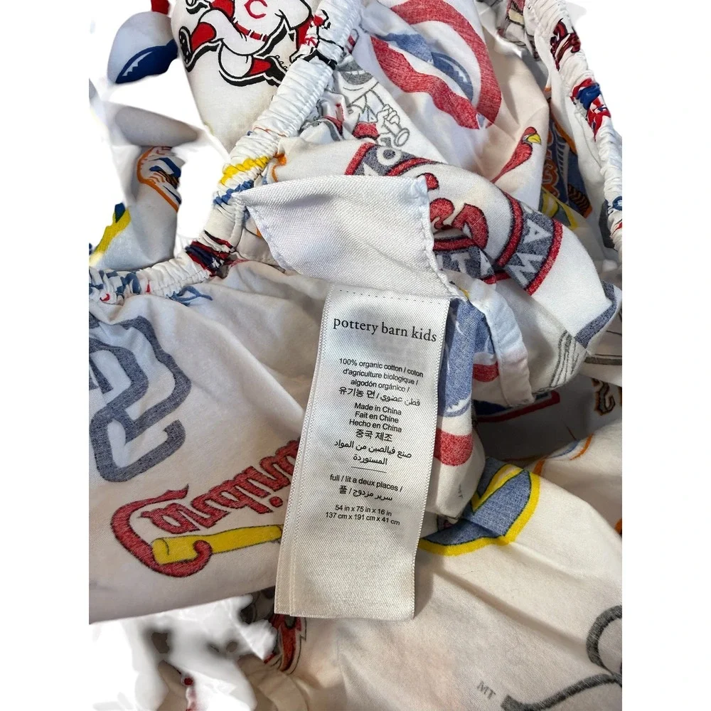 Pottery Barn Kids MLB Organic Cotton Full Fitted Sheet ONLY & Pillowcase Set
